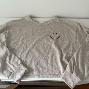 Gray Sweatshirt with Hot Pink Smiley Face